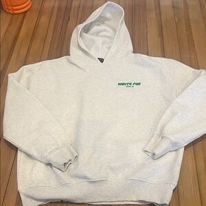 White Fox Grey and Green Hoodie S/M